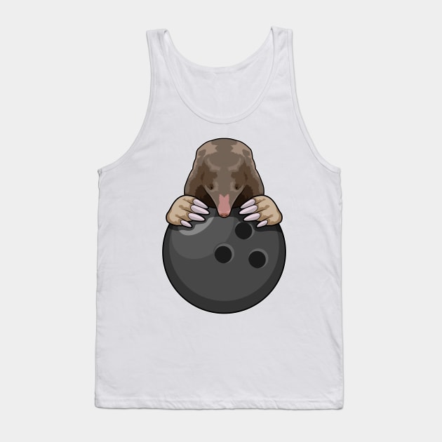 Mole at Bowling with Bowling ball Tank Top by Markus Schnabel